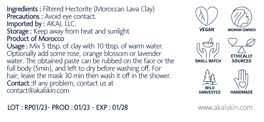 Moroccan Rhassoul Clay - Ethically Sourced - Akal Skin