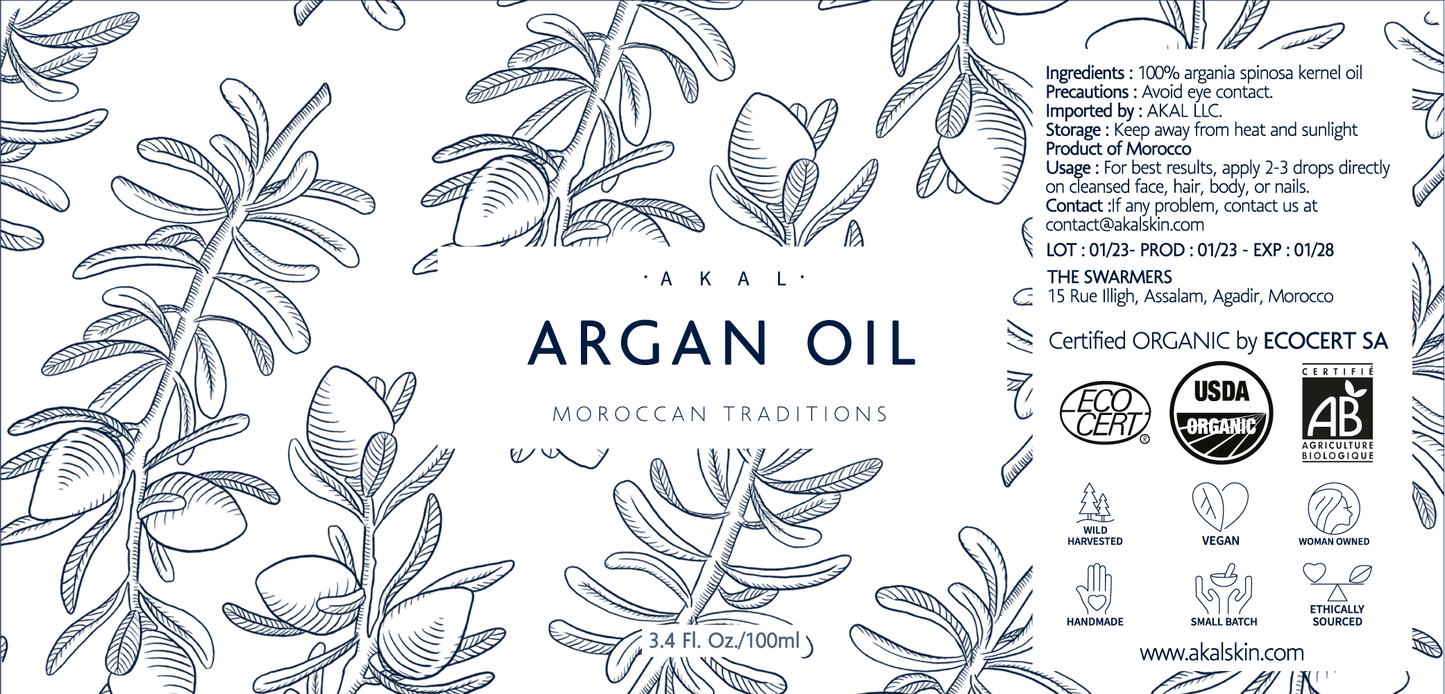 Argan Oil - Certified Organic, First Cold Pressed & Ethically Sourced - Akal Skin