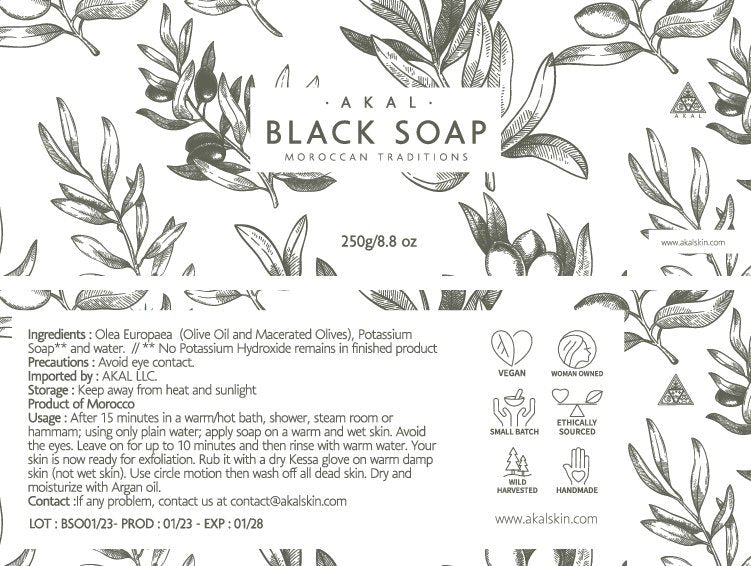 Moroccan Black Soap - Ethically Sourced - Akal Skin