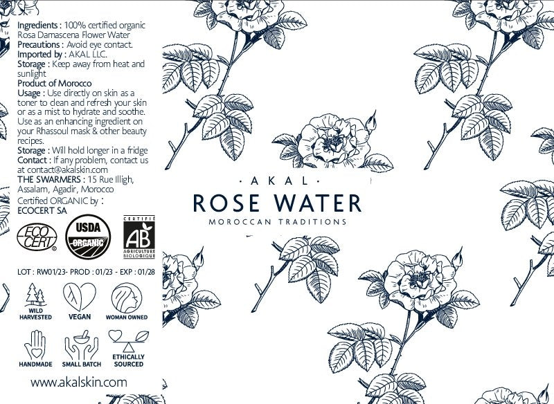 Rose Water - Certified Organic & Ethically Sourced - Akal Skin